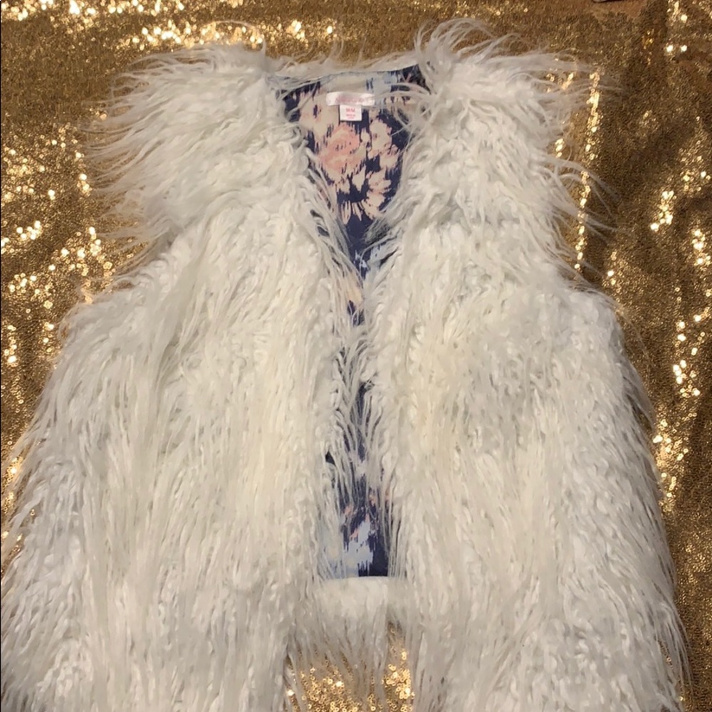 White Faux Fur vest